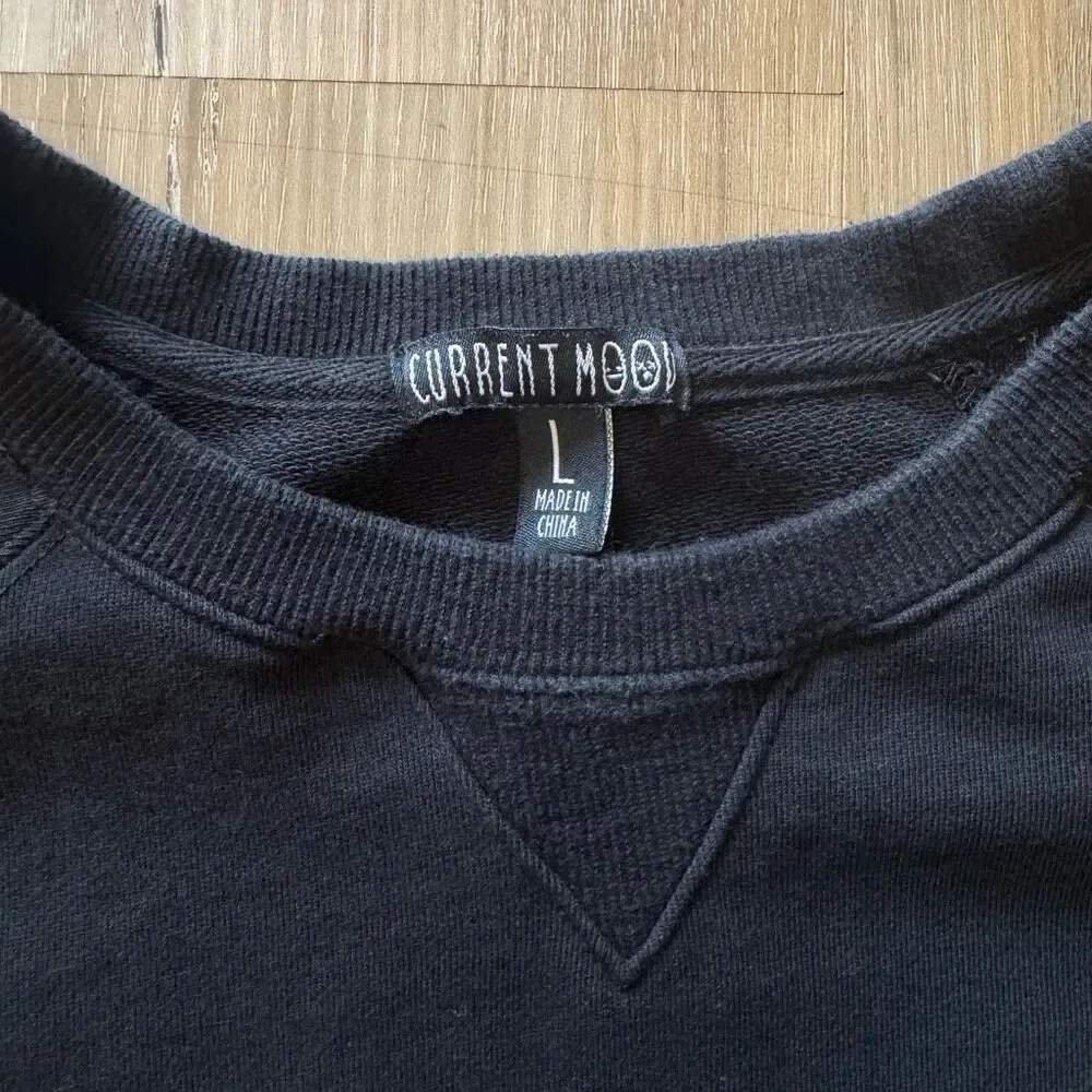 Dolls Kill Current Mood America Eagle Black Oversized Sweatshirt Size Large Goth - Picture 2 of 6